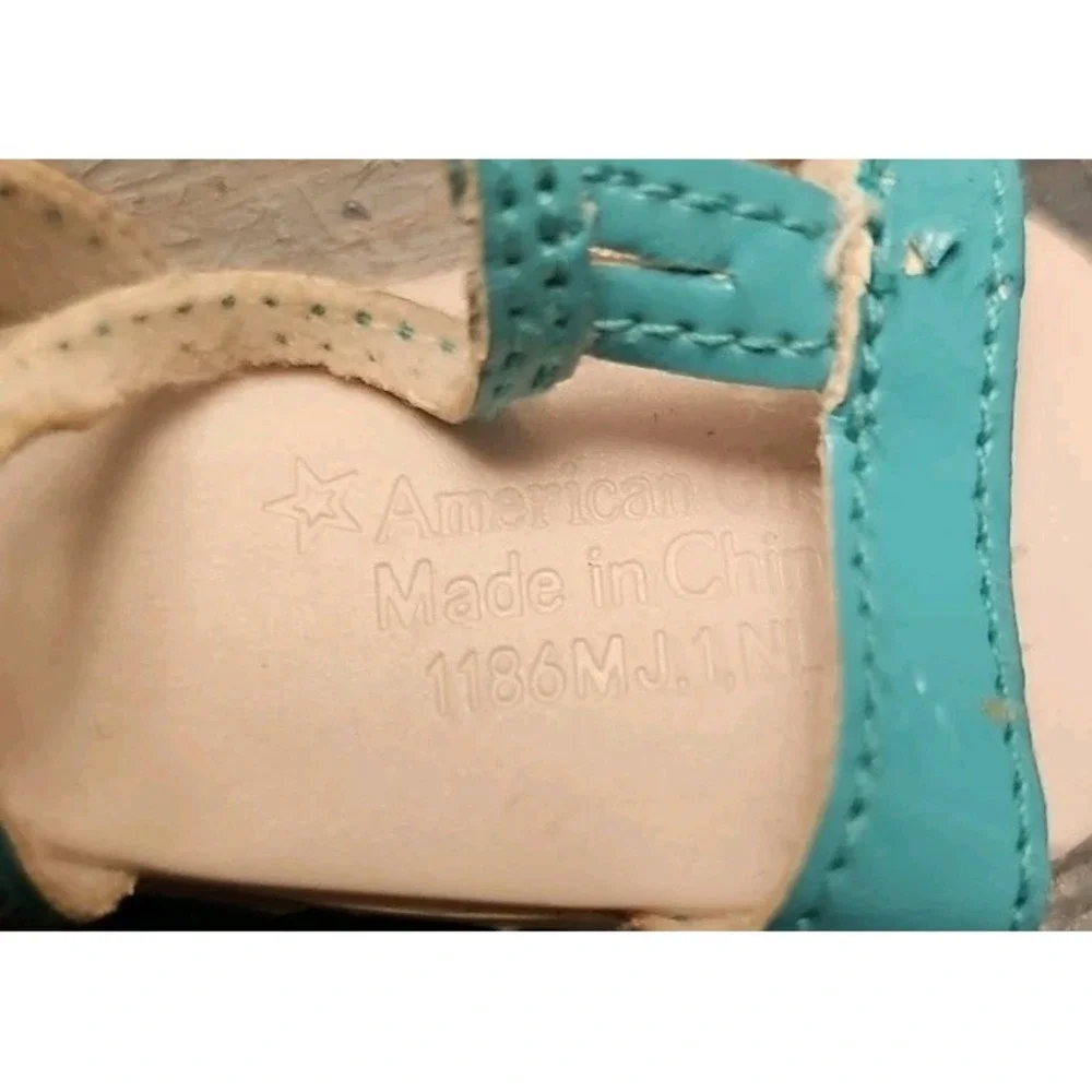 American Girl Doll Blue Vinyl Slip On Sandals Shoes 1186MJ 2906BKG 18in Doll